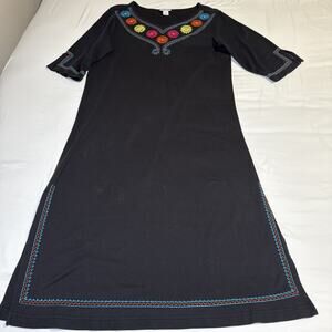 Go Softly Patio Dress Womens Large Embroidered Maxi Bohemian Grandmacore Cotton